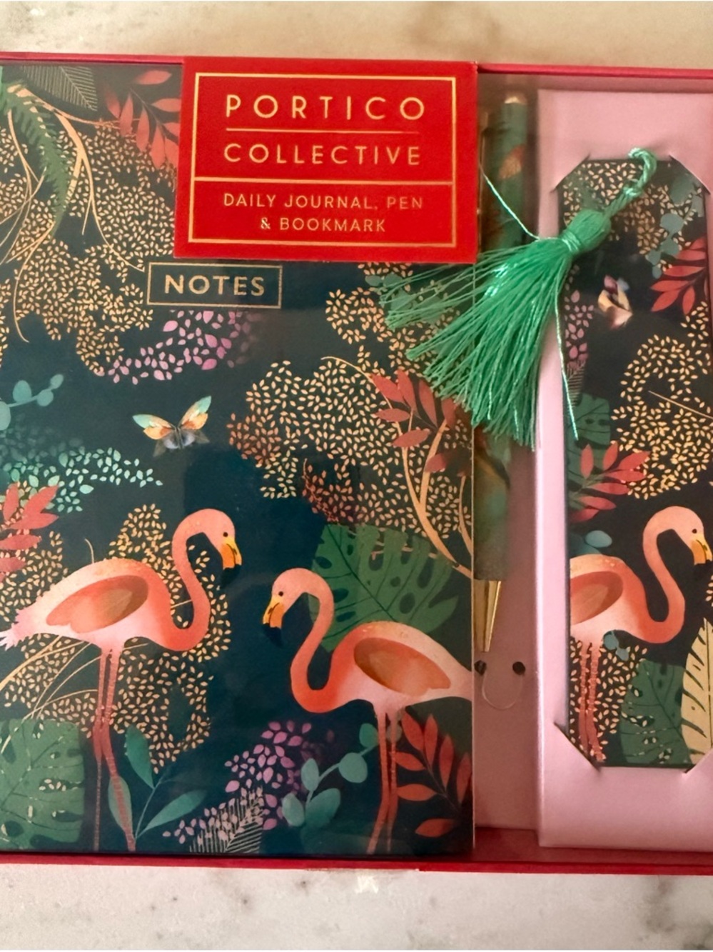 Portico Collection Flamingo Daily Journal Set in Teal & Pink-New In Box!!